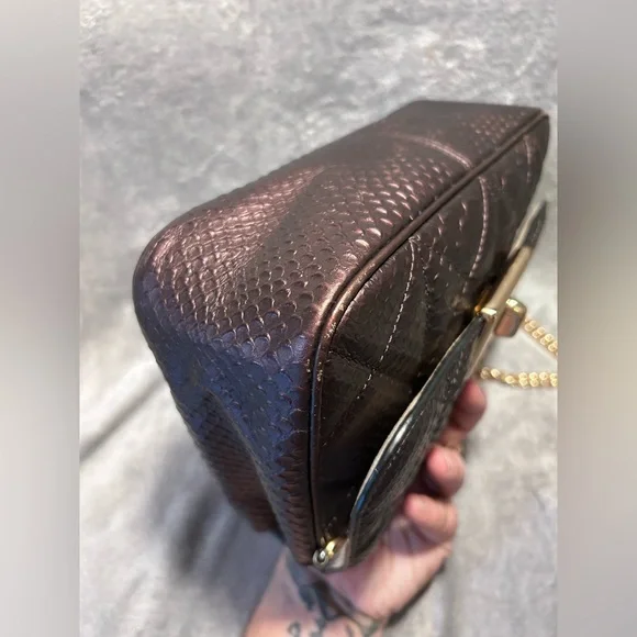 Coach Cassidy Oxblood Snake Embossed Diamond Quilted Leather Crossbody - Picture 14 of 16